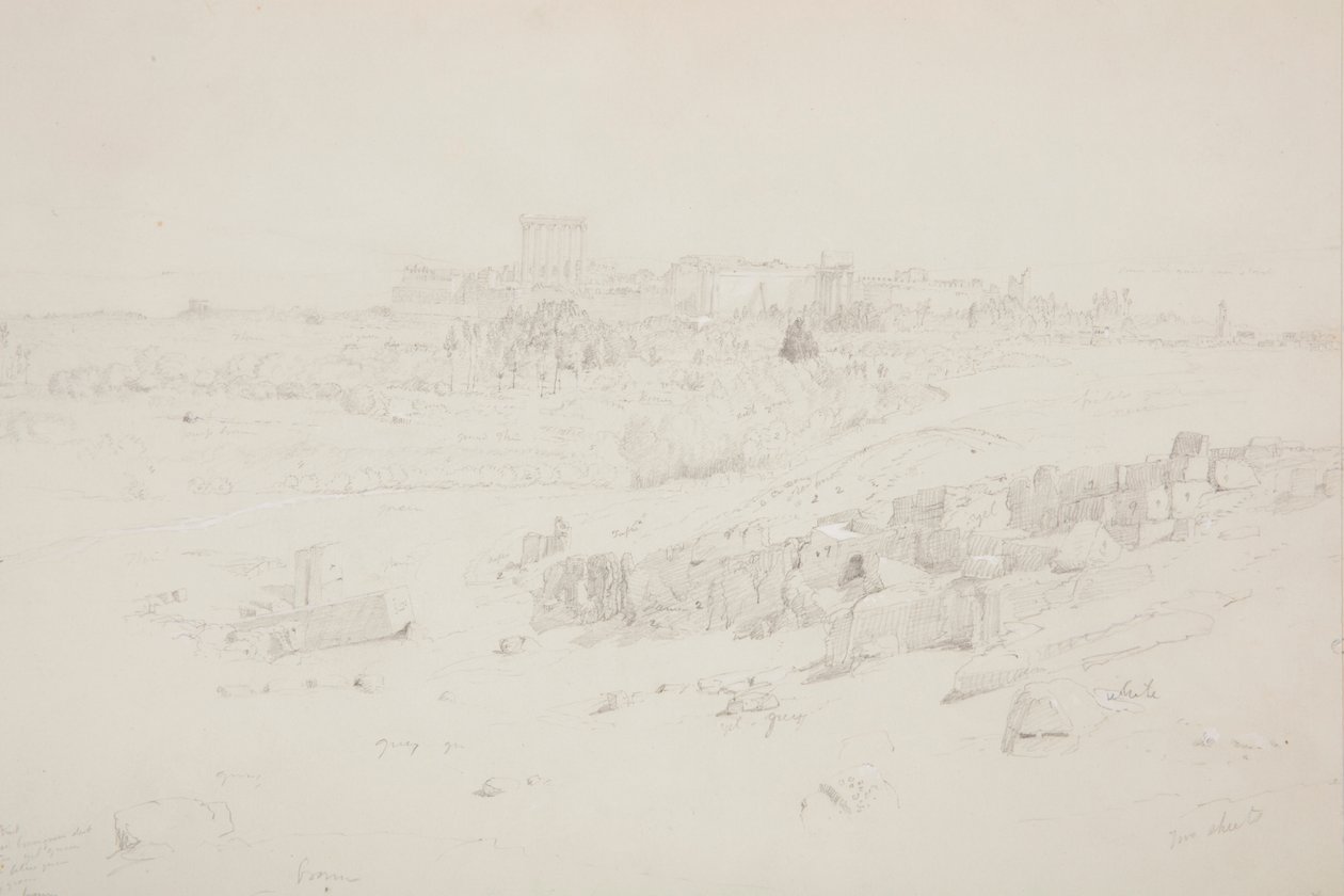 Disegno, Templi al mattino, Baalbek, 12 maggio 1868 da Frederic Edwin Church