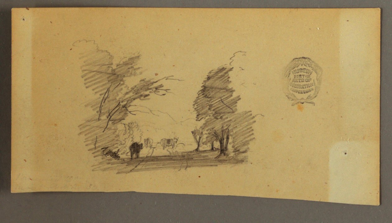 Disegno, Tre mucche su una strada nel bosco, 1845 ca. da Frederic Edwin Church