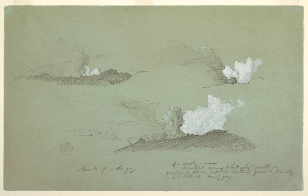 Disegno, Tre studi del vulcano Sangay, luglio 1857 da Frederic Edwin Church