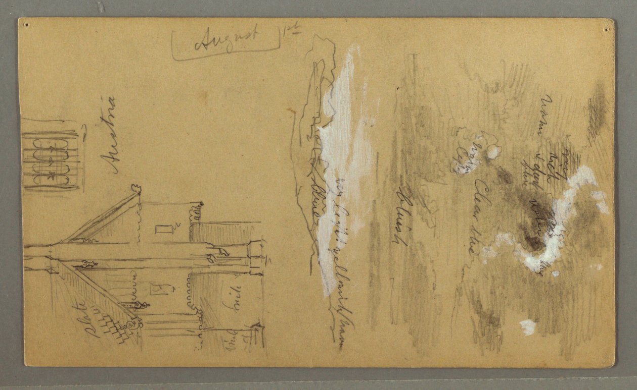 Disegno, Casa di legno, Sky, Austria, 1 agosto 1868 da Frederic Edwin Church