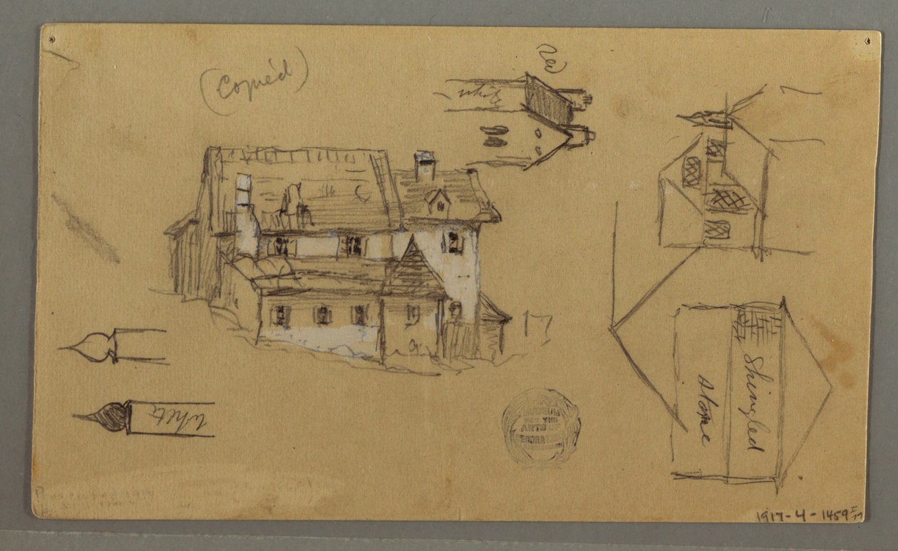 Disegno, Casa di legno, Sky, Austria, 1 agosto 1868 da Frederic Edwin Church