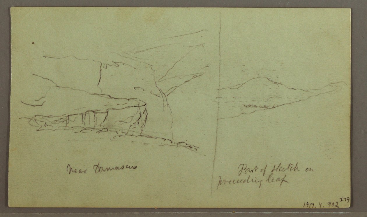 Disegno, Tomba di una collina, tre minareti, 1 maggio 1868 da Frederic Edwin Church