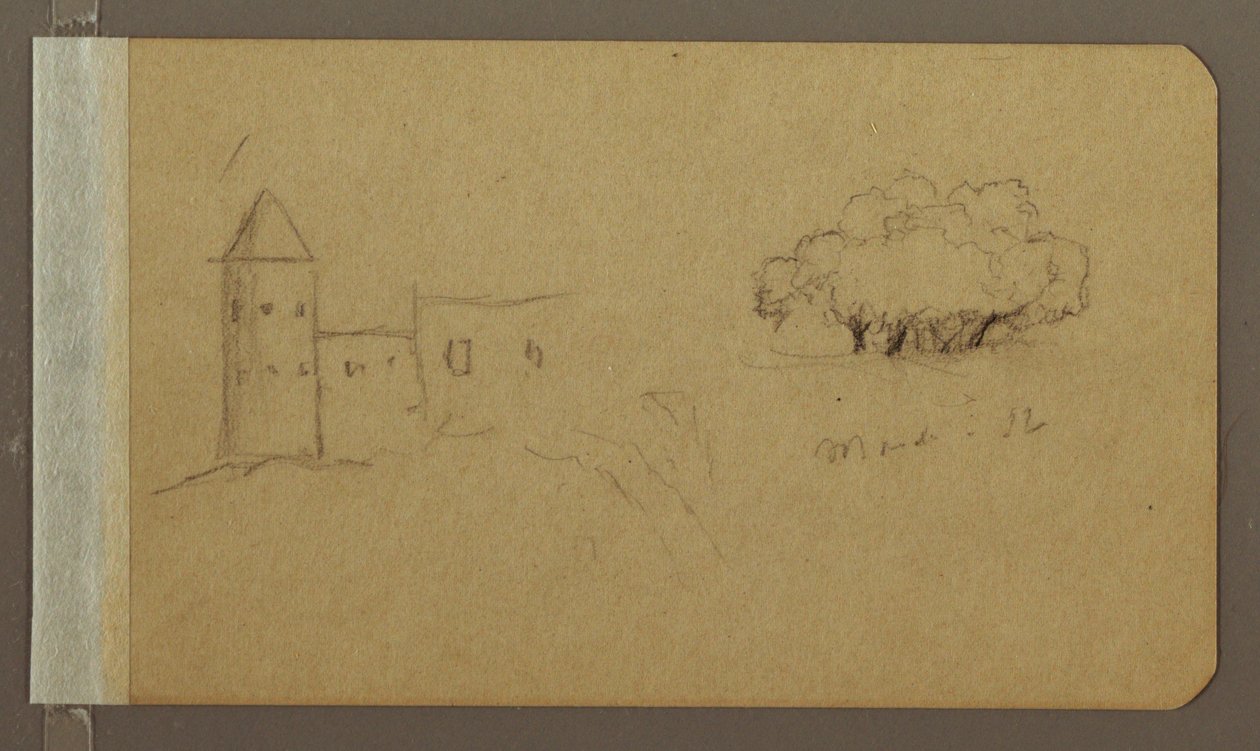 Disegno, Torre, Alberi, marzo 1862 da Frederic Edwin Church