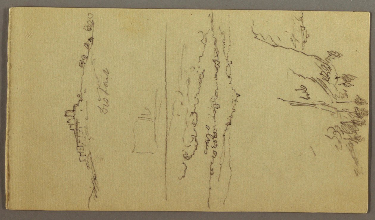 Disegno, Città sotto la cima di una montagna, città in cima alla collina, forse 1868-69 da Frederic Edwin Church