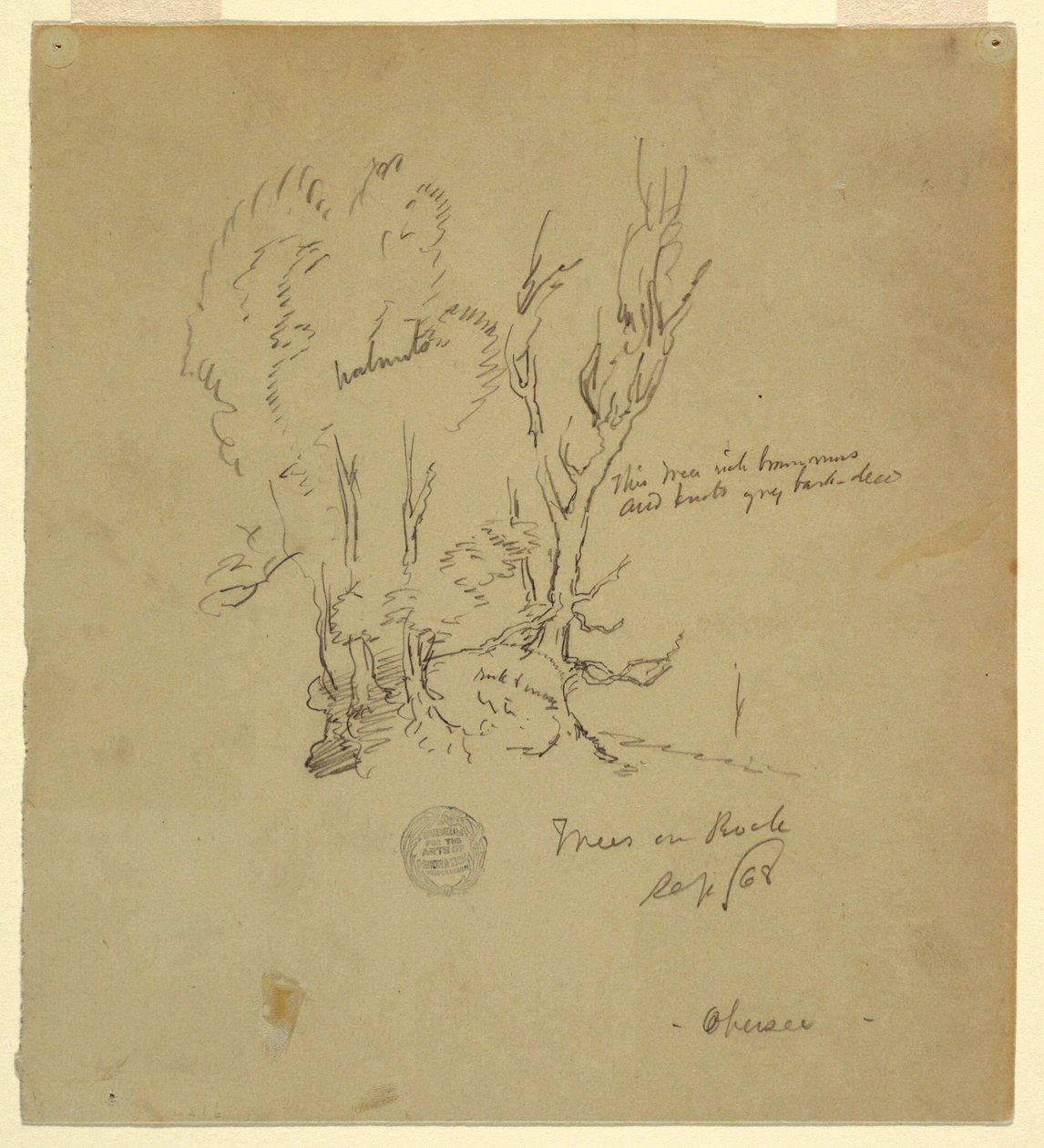 Disegno, Alberi Obersee nelle Alpi bavaresi o meridionali, settembre 1868 da Frederic Edwin Church