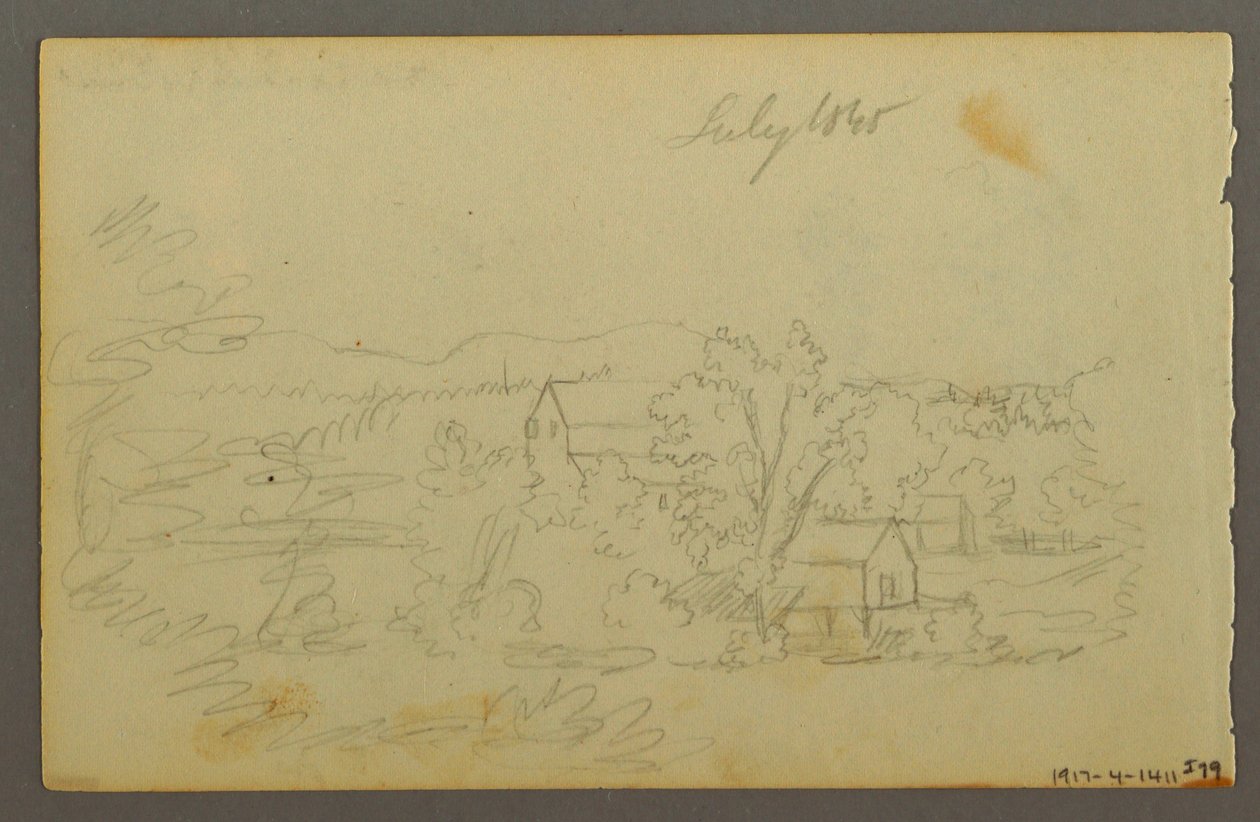 Disegno, Alberi, mucca, 1844 da Frederic Edwin Church