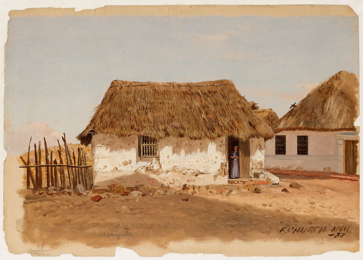 Disegno, Due case a Barranquilla, Colombia, aprile 1853 da Frederic Edwin Church