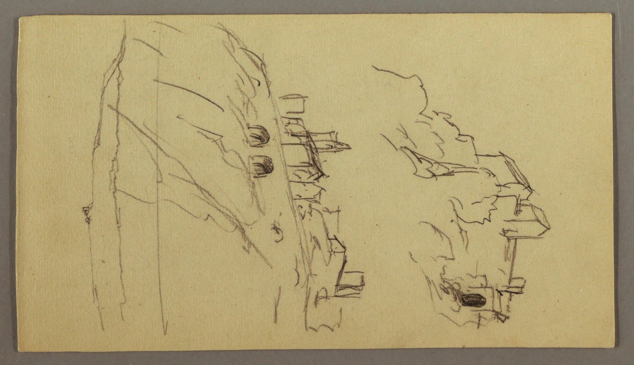 Disegno, Due studi di città sulla cima di una montagna, forse 1868-69 da Frederic Edwin Church