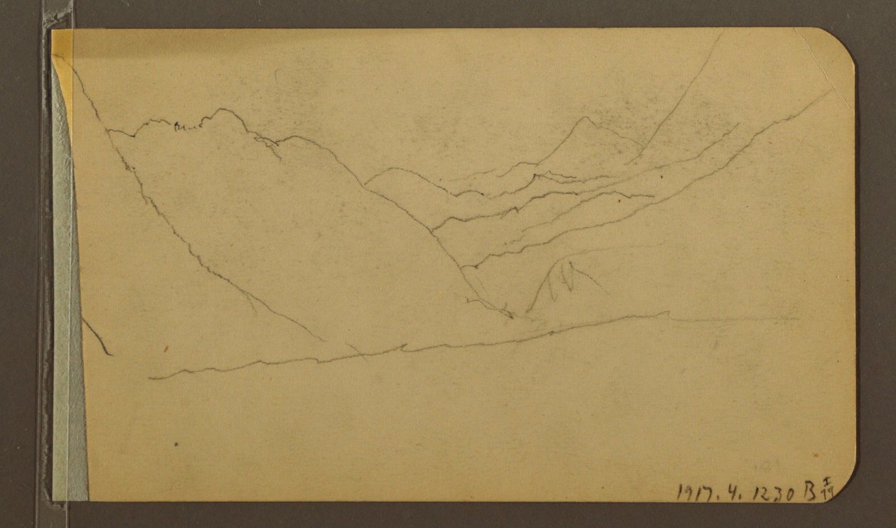 Disegno, valle; verso: picco di montagna, 1889 da Frederic Edwin Church
