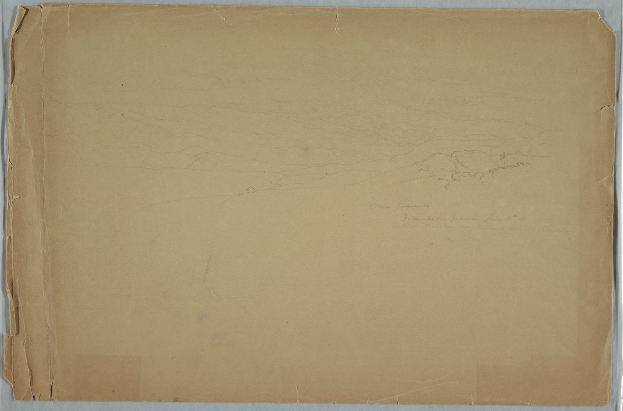 Disegno, valle tra le montagne, Guanoco, vicino a Guaranda, Ecuador, 11 giugno 1857. da Frederic Edwin Church