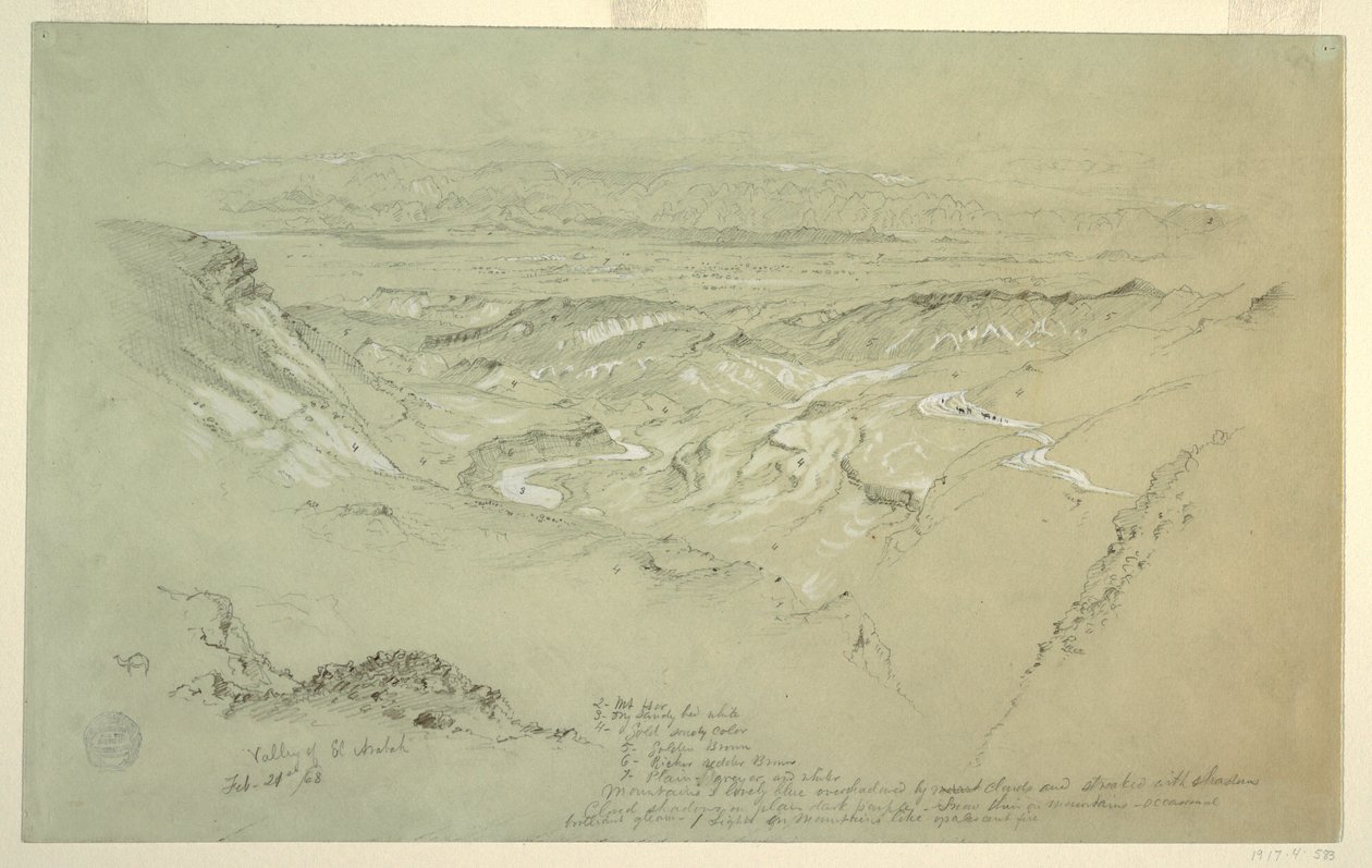 Disegno, Valle di El Arabah, 21 febbraio 1868 da Frederic Edwin Church