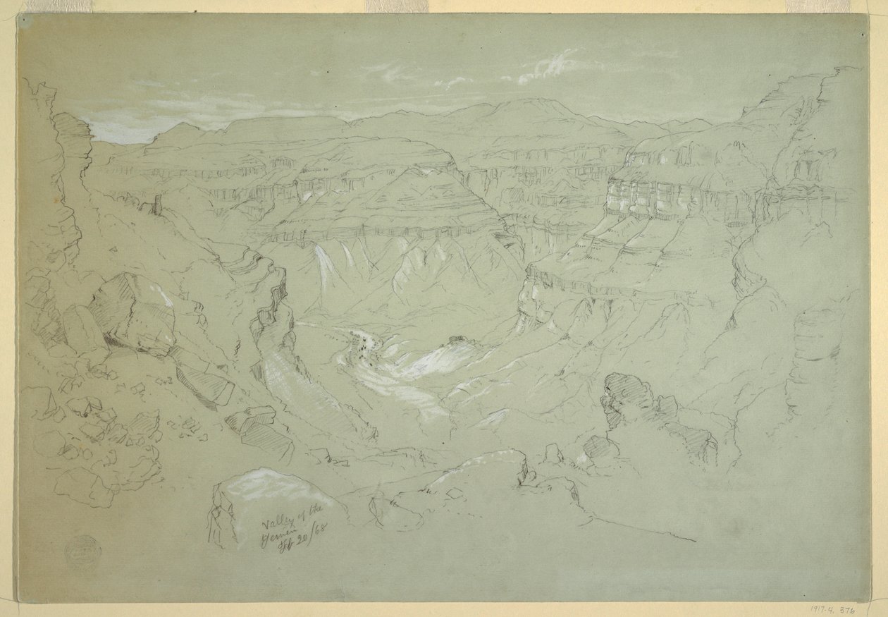 Disegno, Valle di El Yemen, 20 febbraio 1868 da Frederic Edwin Church