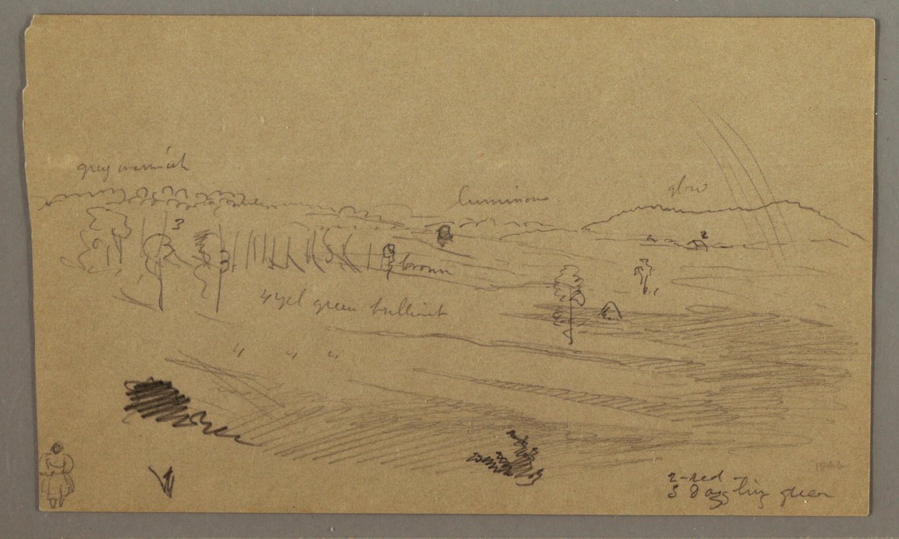 Disegno, Valle, arcobaleno, forse 1865-66 da Frederic Edwin Church
