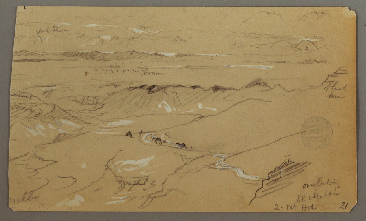 Disegno, vista sul Wady el-Arabah, 20 febbraio 1868 da Frederic Edwin Church
