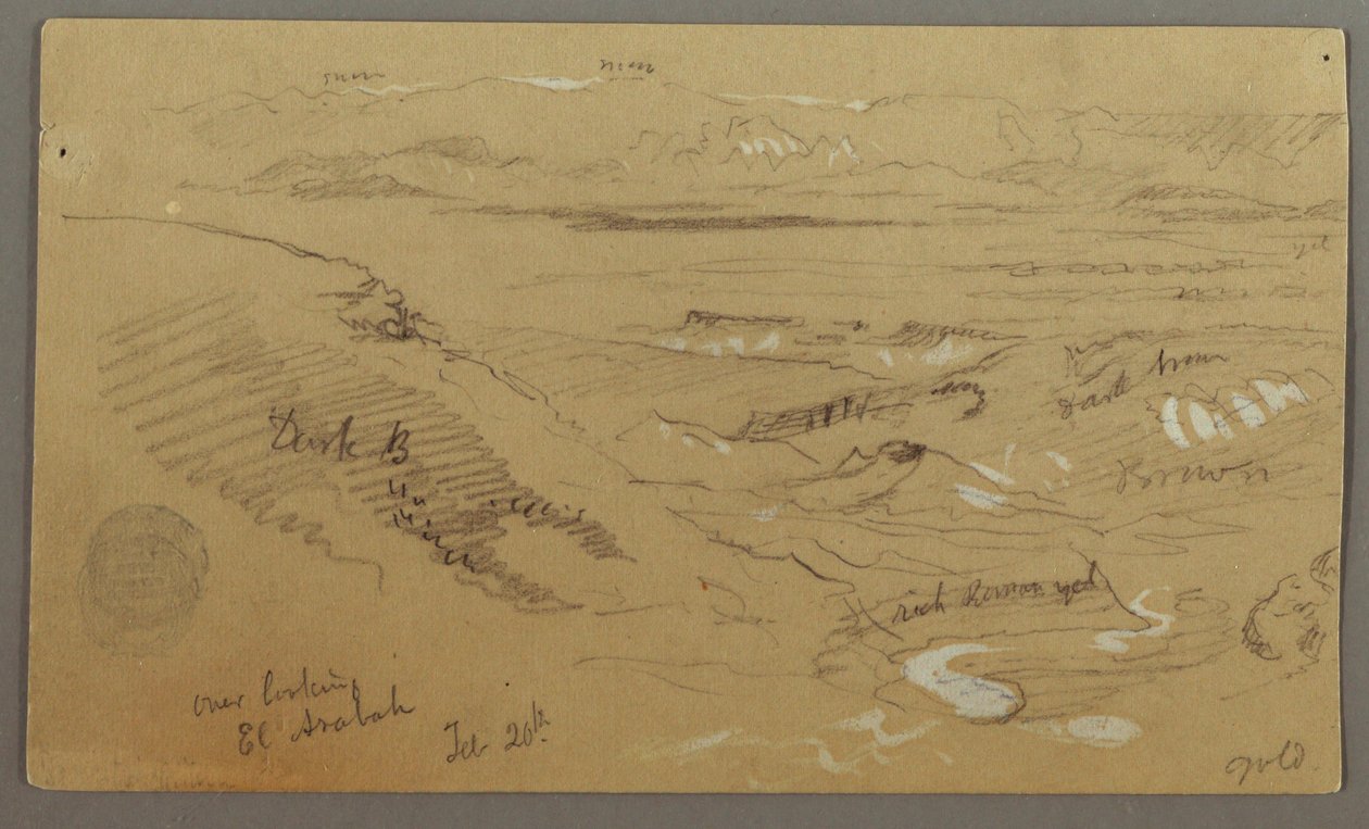 Disegno, Veduta di Wady el-Arabah, 20 febbraio, forse 1868 da Frederic Edwin Church