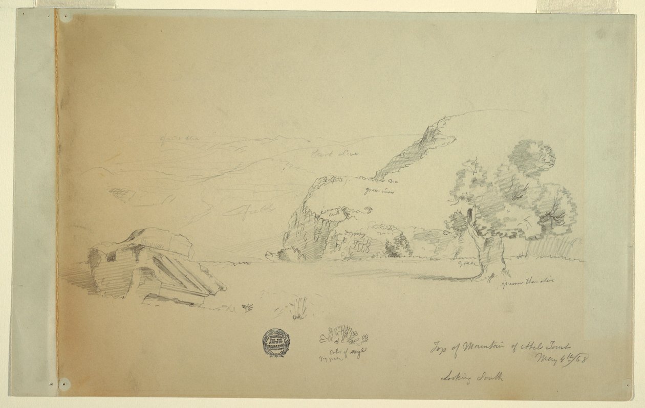 Disegno, vista dalla collina a ovest di suk wadi, 4 maggio 1868 da Frederic Edwin Church