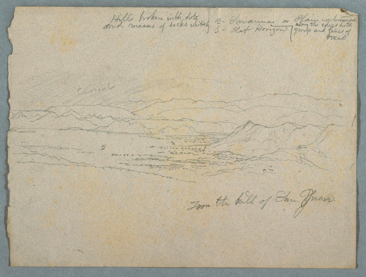 Disegno, Veduta dalla collina di San Juan, probabilmente Colombia, 1853 da Frederic Edwin Church
