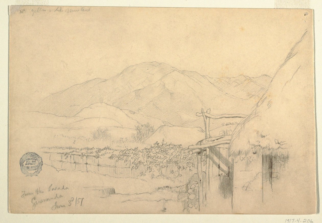 Disegno, vista dalla locanda di Guaranda, Ecuador, 3 giugno 1857 da Frederic Edwin Church