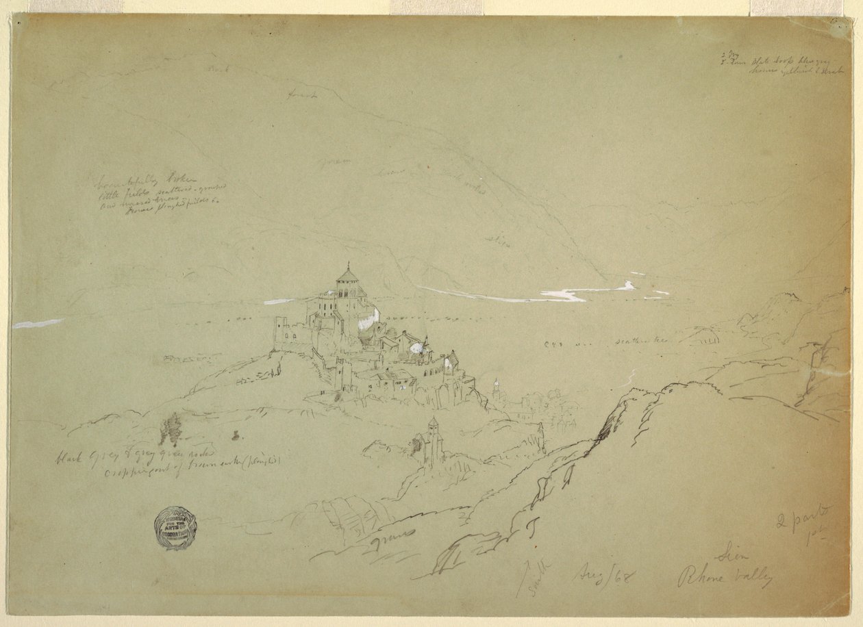Disegno, Veduta di Sien nella Valle del Rodano, agosto 1868 da Frederic Edwin Church