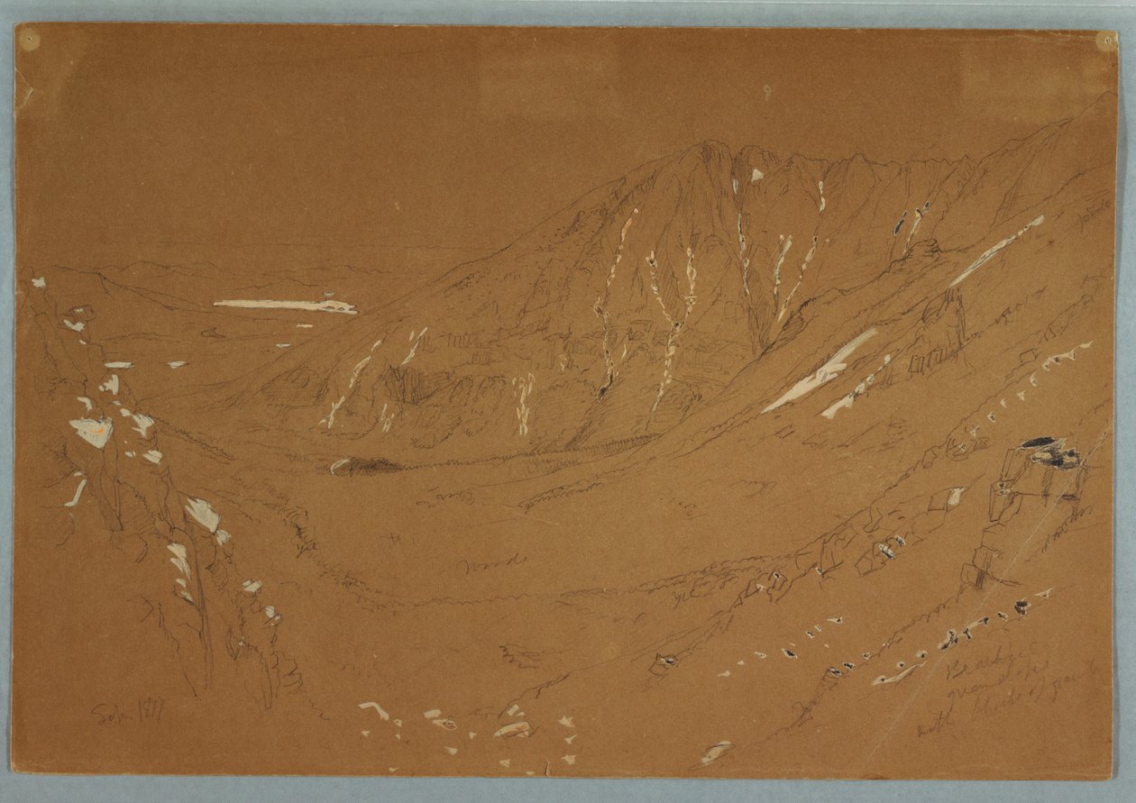 Disegno, Vista verso il Grande Bacino, Monte Katahdin, settembre 1877 da Frederic Edwin Church