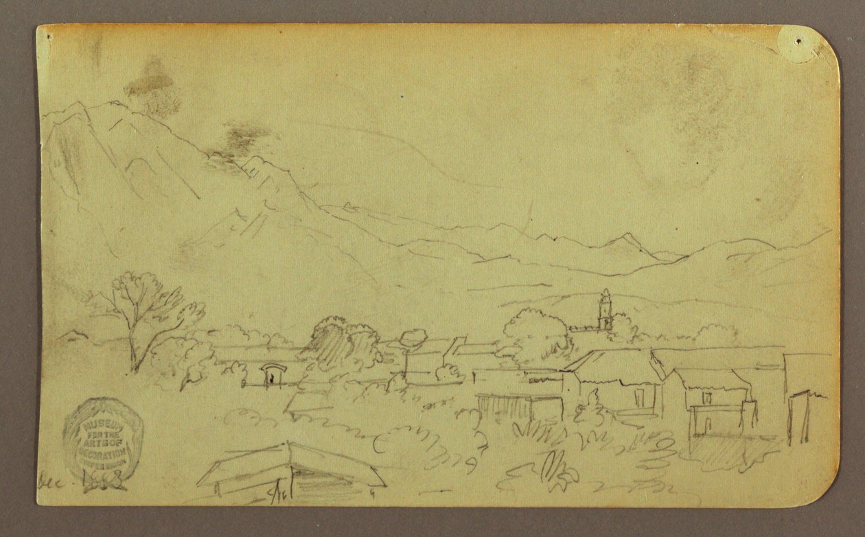 Disegno, villaggio; verso: collina, dicembre 1883 da Frederic Edwin Church