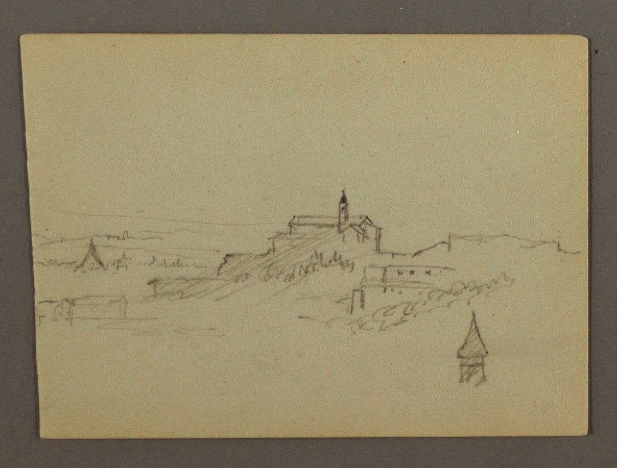Disegno, Villaggio in cima alla collina, forse 1868-69 da Frederic Edwin Church