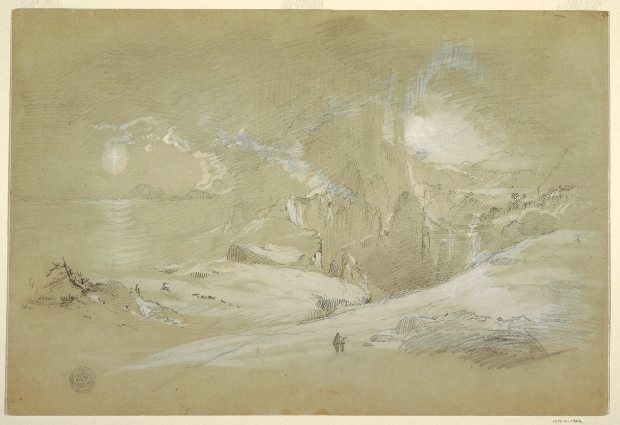 Disegno, Visione della Croce, Paesaggio con fenomeno, settembre 1868 da Frederic Edwin Church