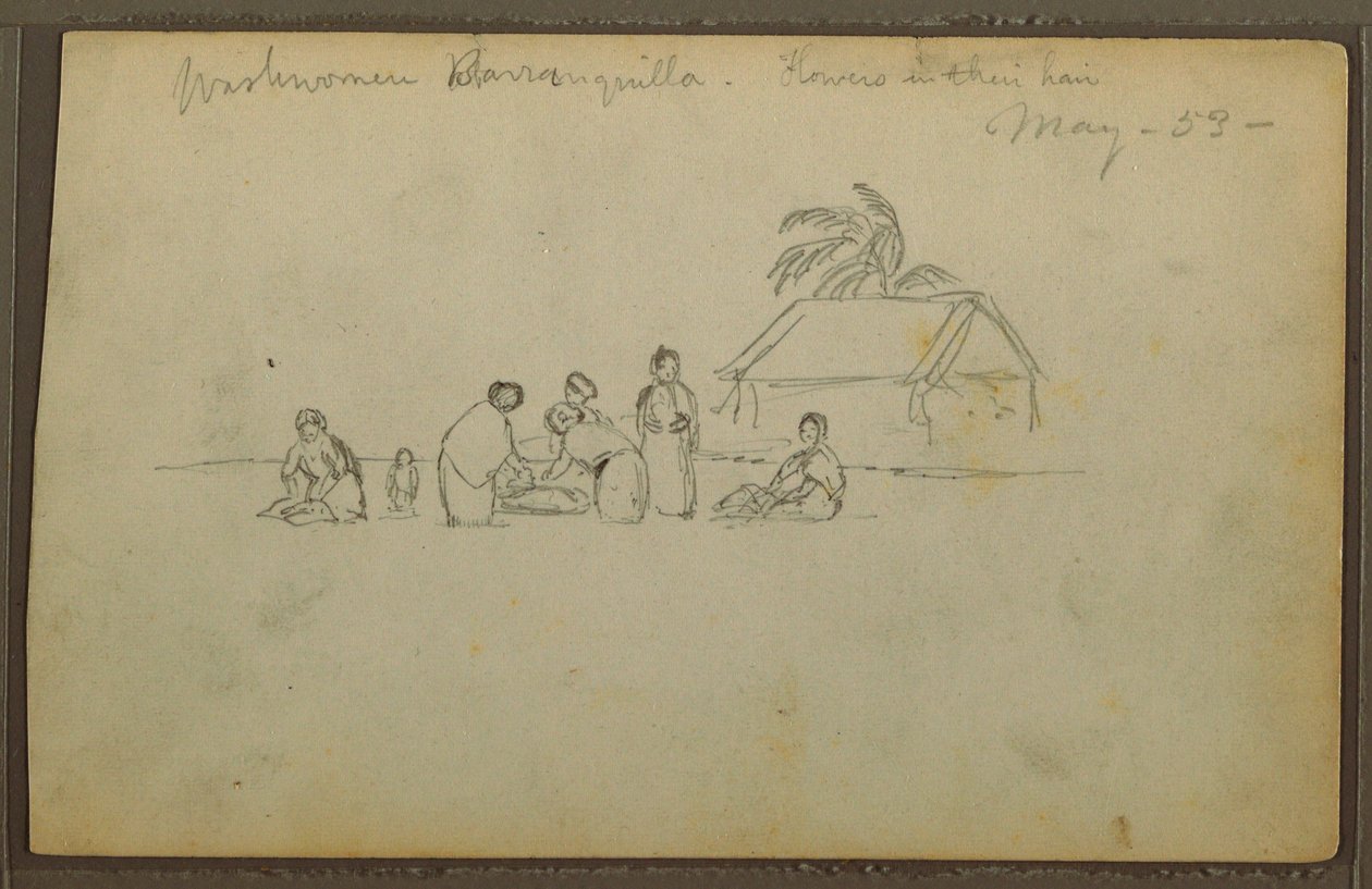 Disegno, lavandaia a Barranquilla, Colombia, maggio 1853 da Frederic Edwin Church