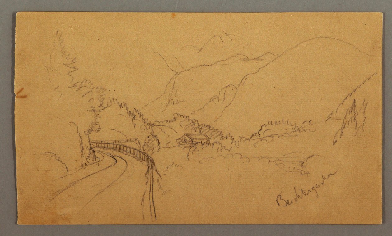 Disegno, Strada tortuosa attraverso la valle, casa, forse 1868 da Frederic Edwin Church