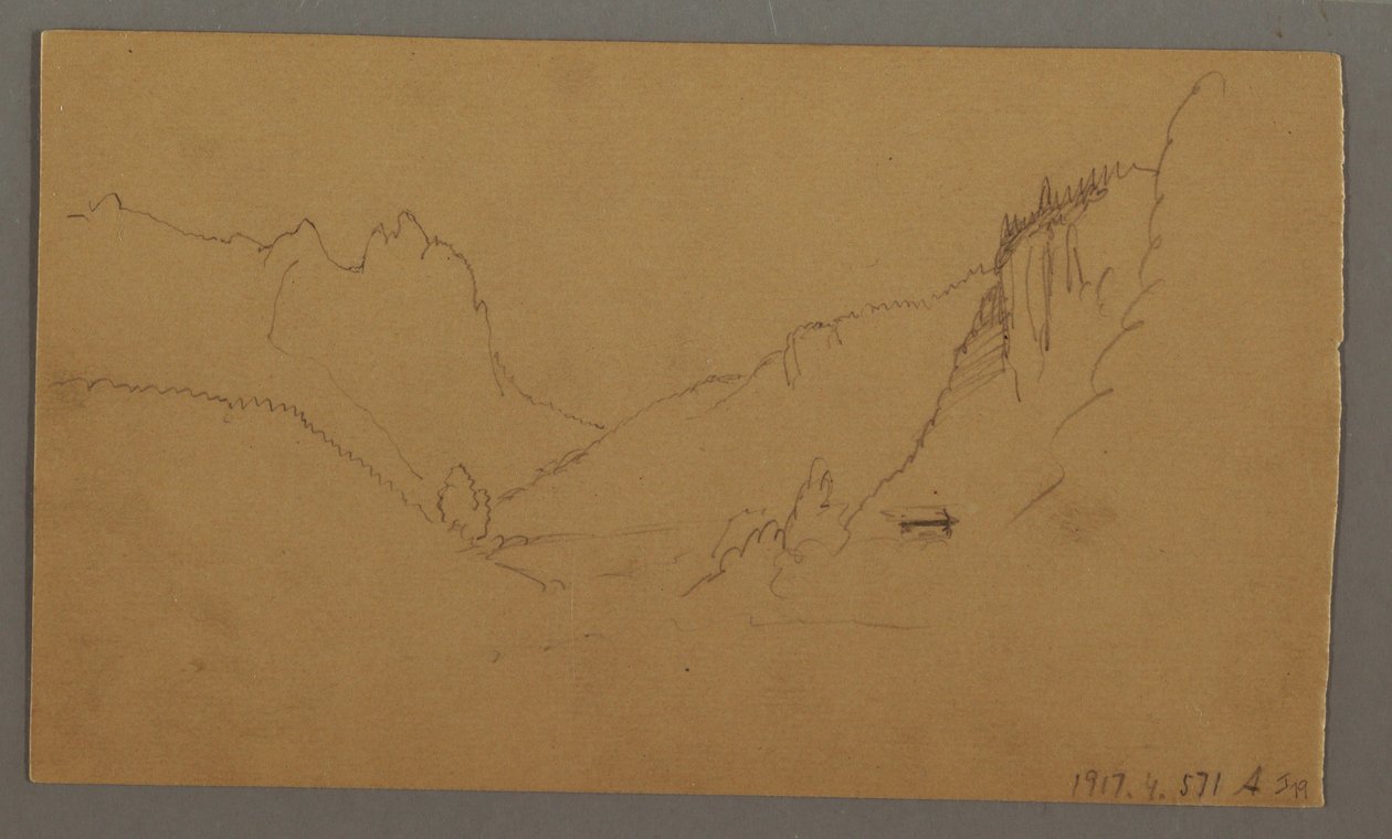 Disegno, Strada tortuosa attraverso la valle, casa, forse 1868 da Frederic Edwin Church