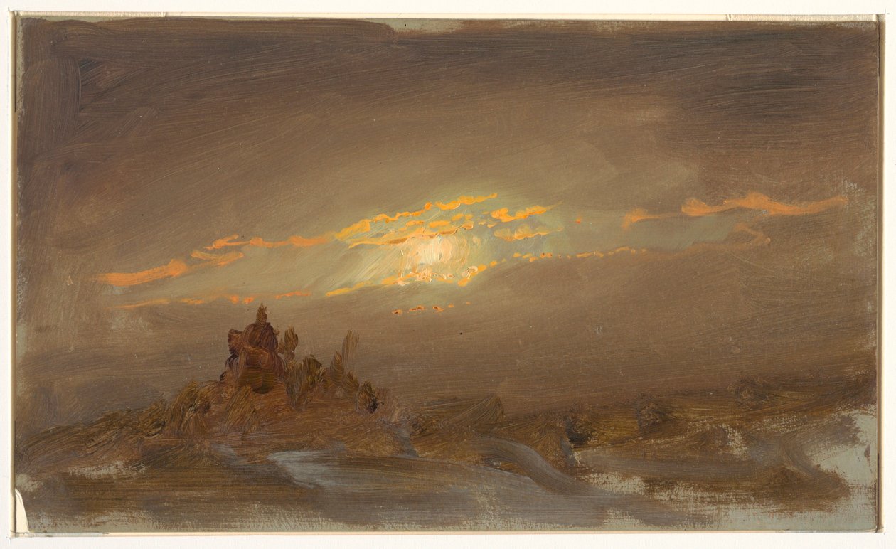 Disegno, Paesaggio invernale al chiaro di luna, 1870 ca. da Frederic Edwin Church