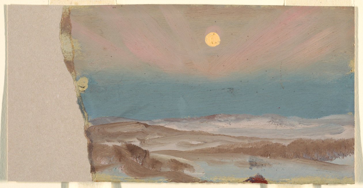Disegno, Paesaggio invernale con luna piena, 1870-80 da Frederic Edwin Church