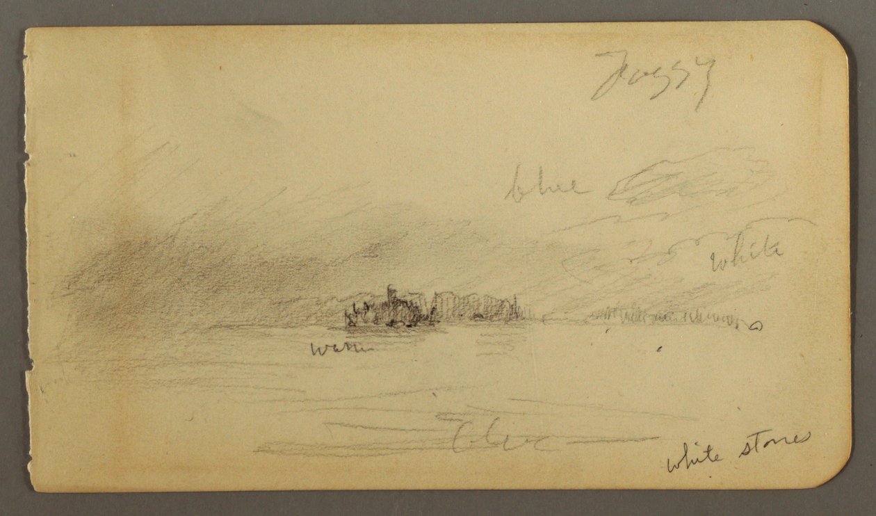Disegno, Riva boscosa nella nebbia, forse 1878 da Frederic Edwin Church