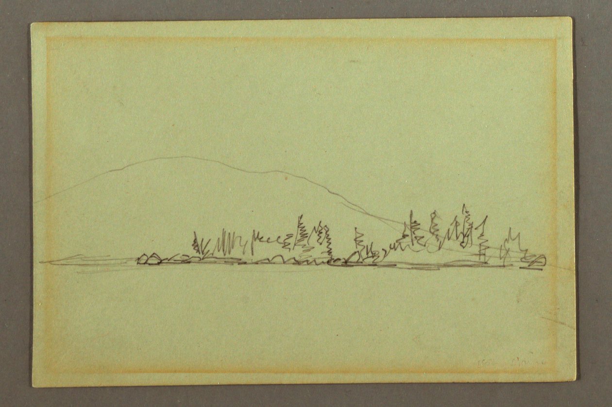 Disegno, Riva boscosa, montagna, forse 1856 da Frederic Edwin Church