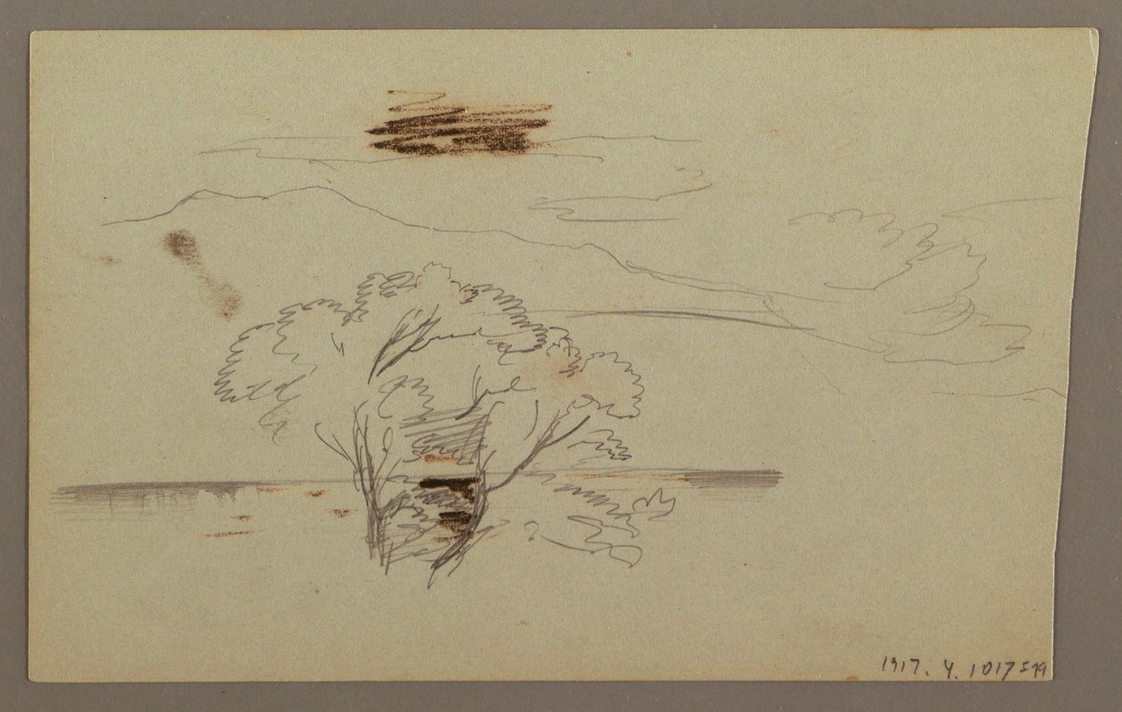 Disegno, pendio boscoso, campagna collinare, 1863 da Frederic Edwin Church
