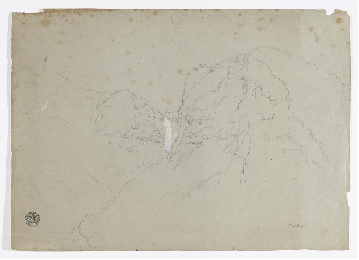 Disegno. a. Schizzo. Tequendama Ralls vicino a Bogotà, Colombia. b. Veduta di catene montuose lontane. da Frederic Edwin Church
