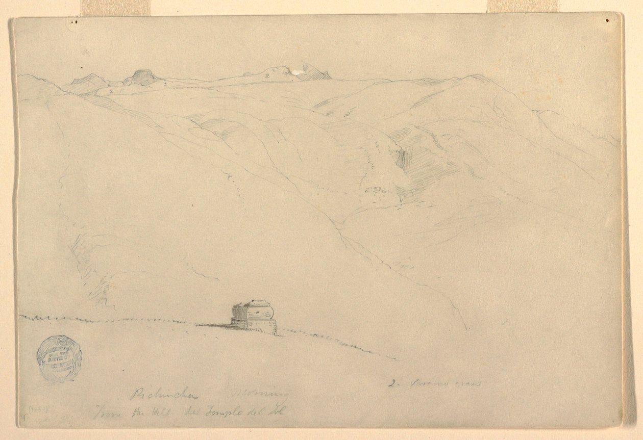 Pichincha, mattina, dal Tempio del Sole, Quito, Ecuador, giugno 1857 da Frederic Edwin Church
