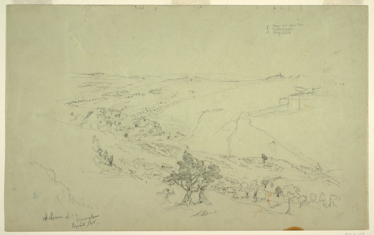 Siloam e Gerusalemme, angolo sud-orientale delle mura viste dal Monte degli Ulivi [Gerusalemme e Silwan, Gerusalemme Est, Israele] da Frederic Edwin Church