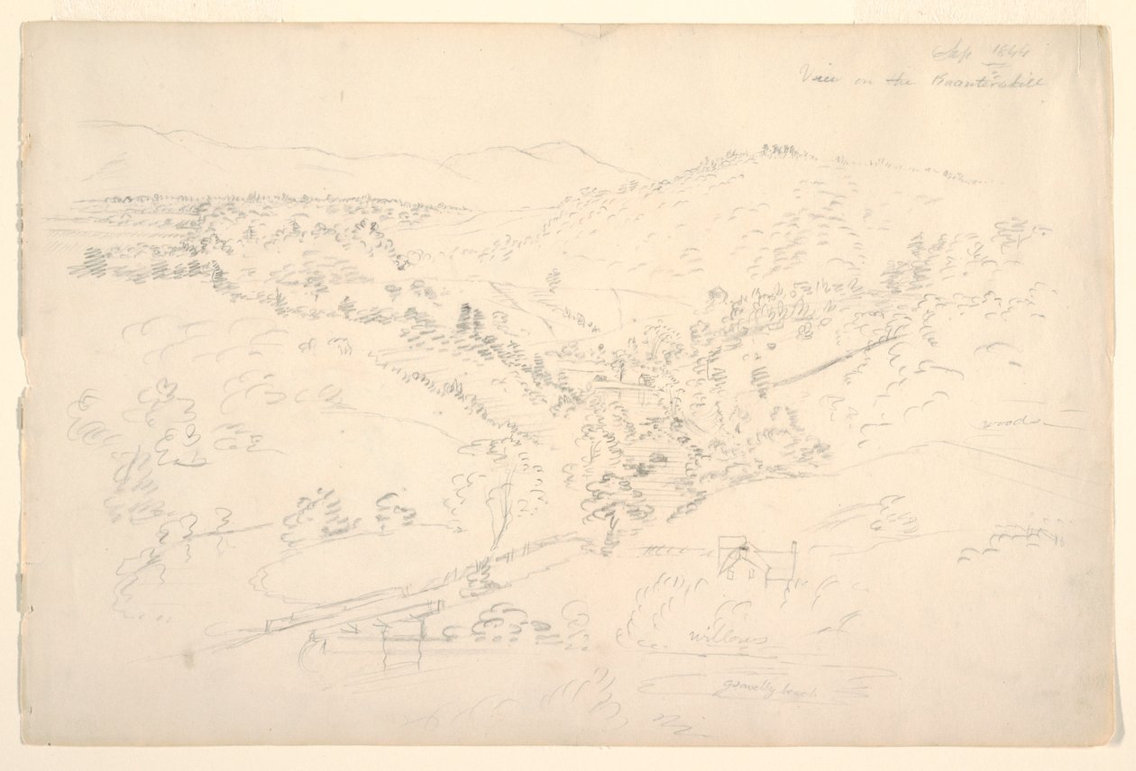 Schizzo di un paesaggio di Catskill (Vista del Kaanterkill) da Frederic Edwin Church