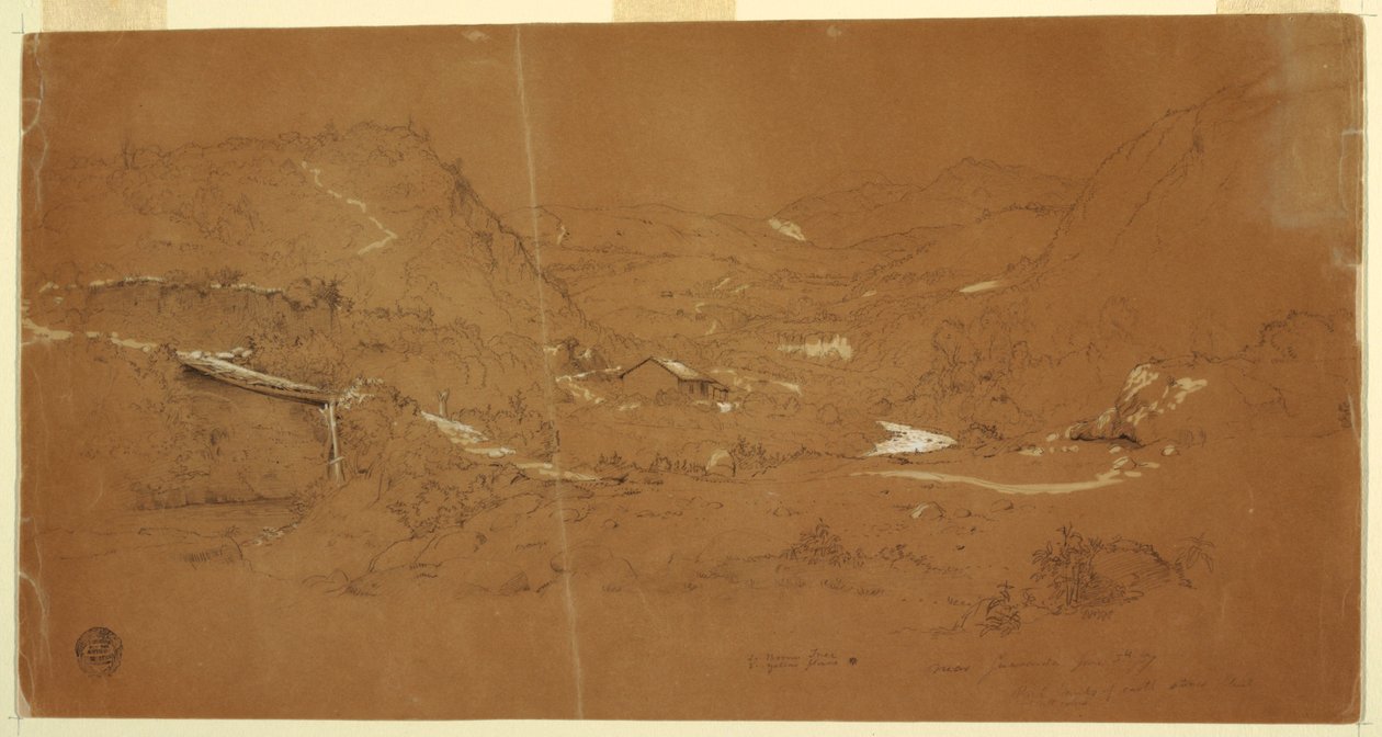 Valle con un ponte e case, vicino a Guaranda, Ecuador da Frederic Edwin Church