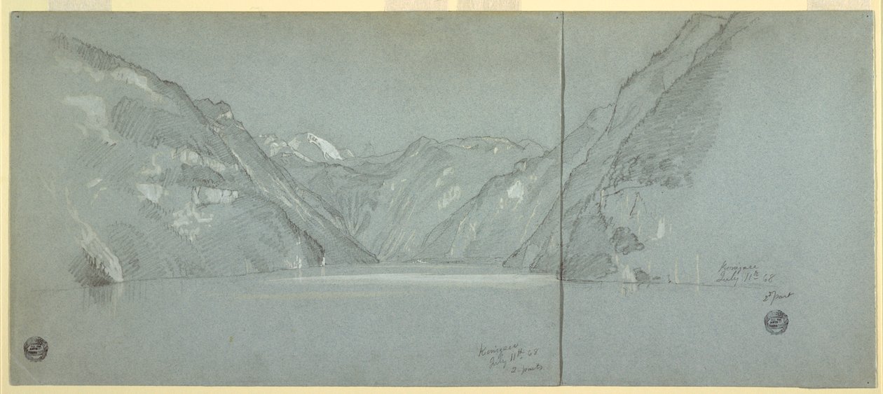 Vista del Lago Konigssee con il Falkenstein, vicino a Berchtesgaden, Baviera, Germania, Parte 2 da Frederic Edwin Church