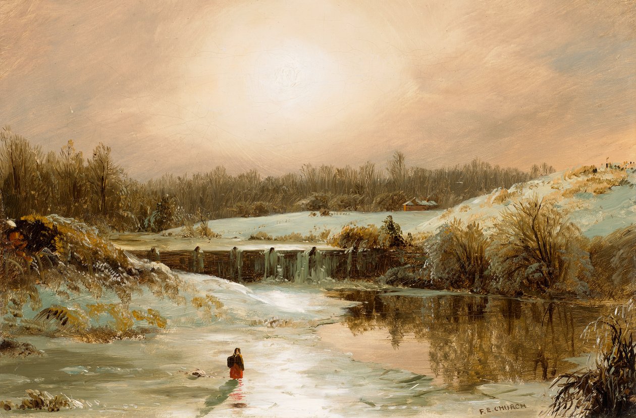 Scena invernale a Hartford, 1846-1847 circa (olio su tela) da Frederic Edwin Church