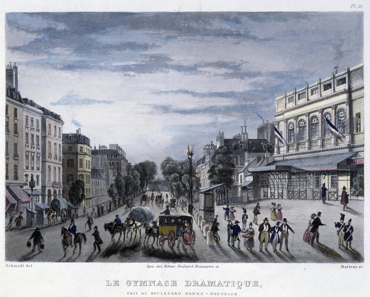 Il Gymnasium drammatico - in "Paris en 1832" di Martens da Frederic Martens