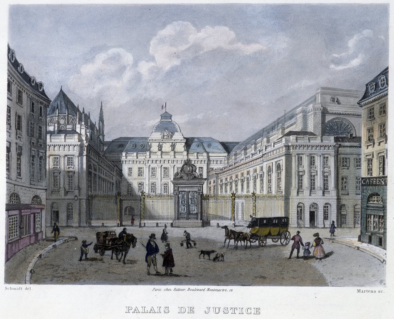 Palais de Justice - in "Paris en 1832" di Martens da Frederic Martens