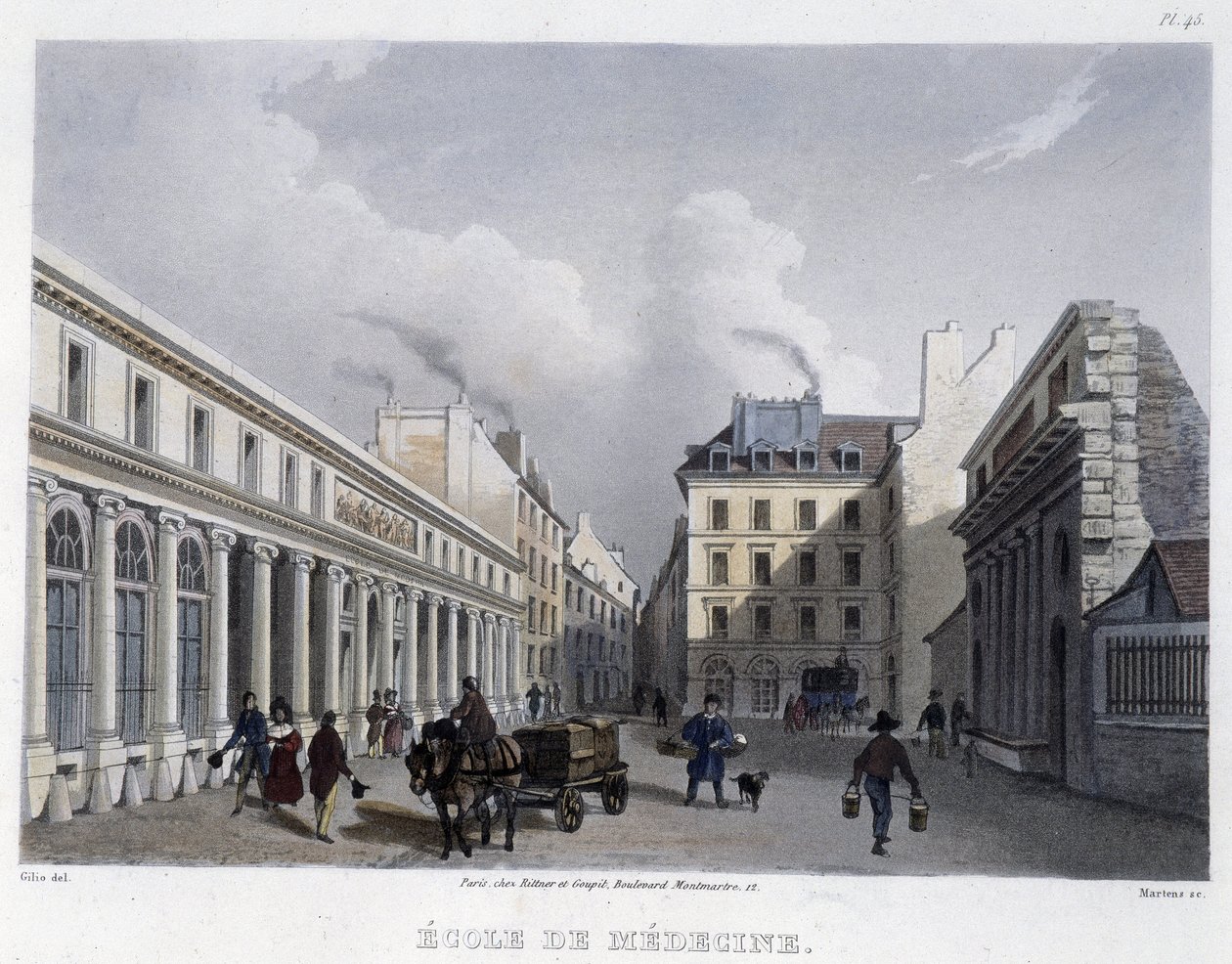 Scuola di Medicina - in "Paris en 1832" di Martens da Frederic Martens