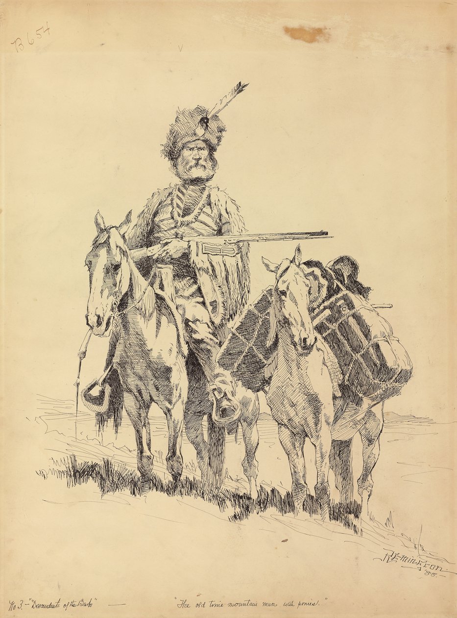 Un vecchio montanaro con i suoi pony, 1888 da Frederic Remington