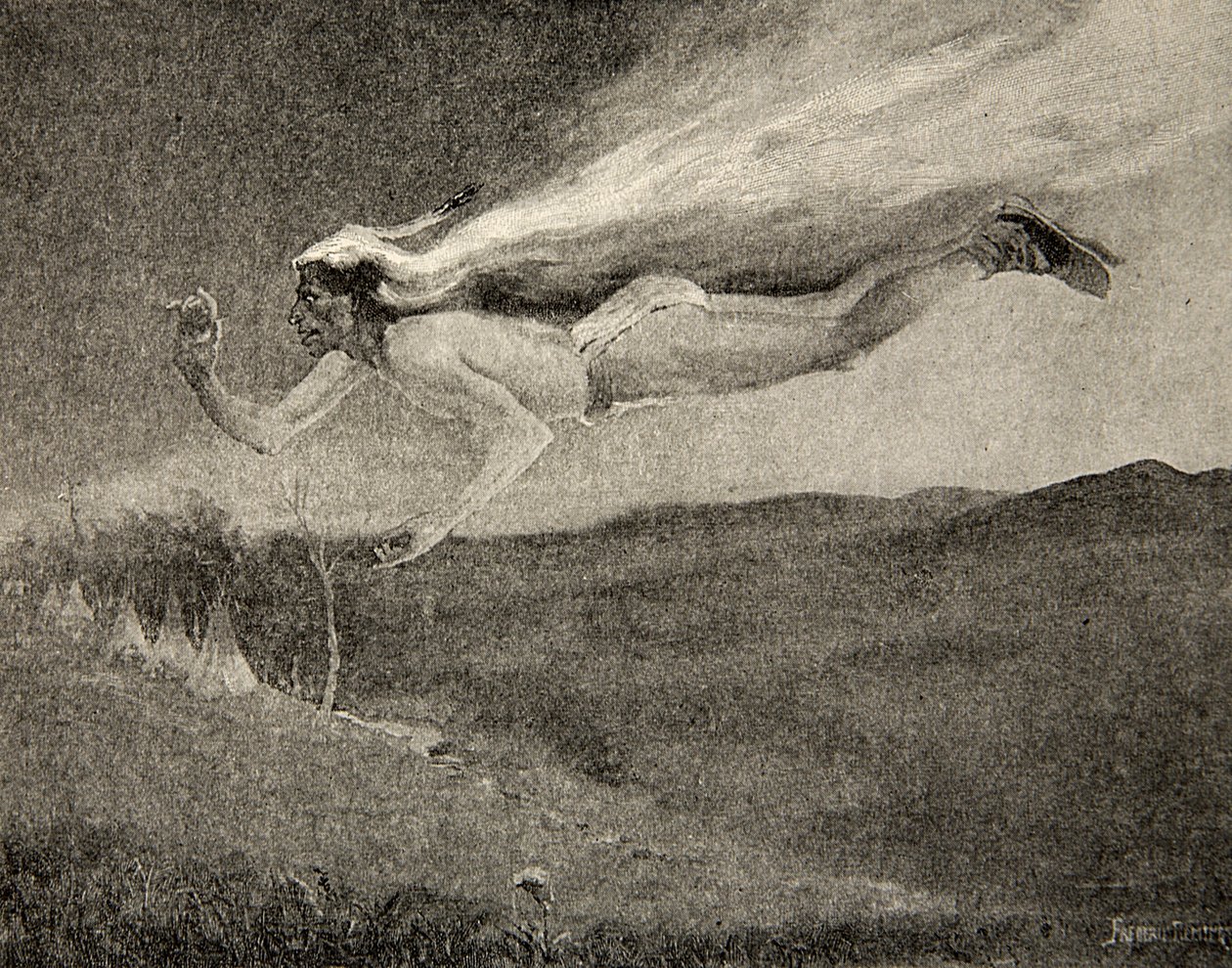 Splendeva come Ishkoodah, la cometa, come la stella con trecce infuocate, da Il canto di Hiawatha di Henry Wadsworth Longfellow (1807-82), pub. da George G. Harrap e Company Ltd., 1911 da Frederic Remington