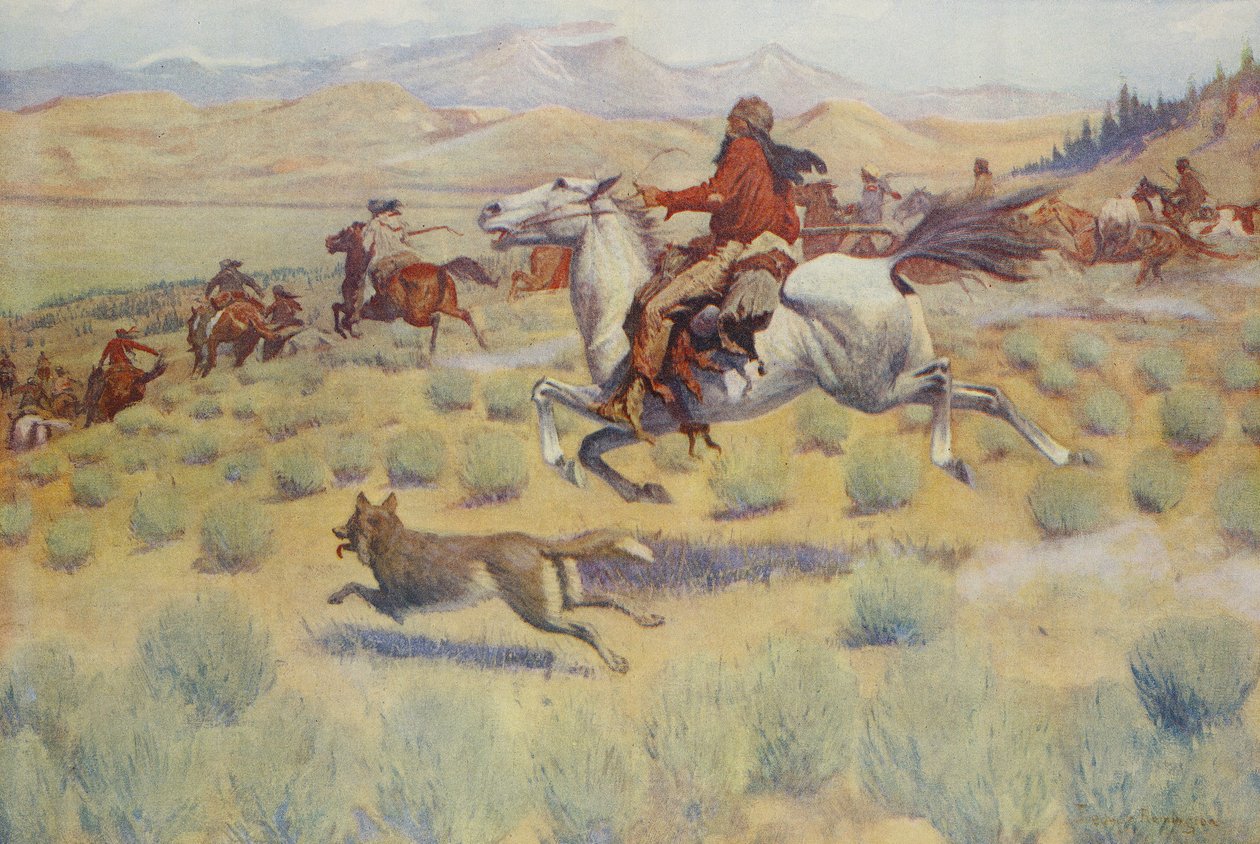 Caccia nella prateria, da Colliers Weekly, pub.1904 da Frederic Remington