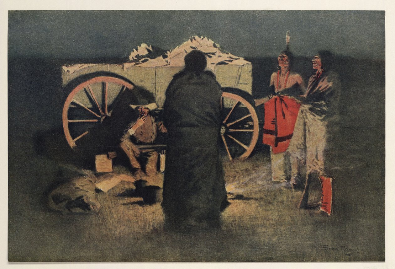 Campo notturno, pub. 1905 da Frederic Remington