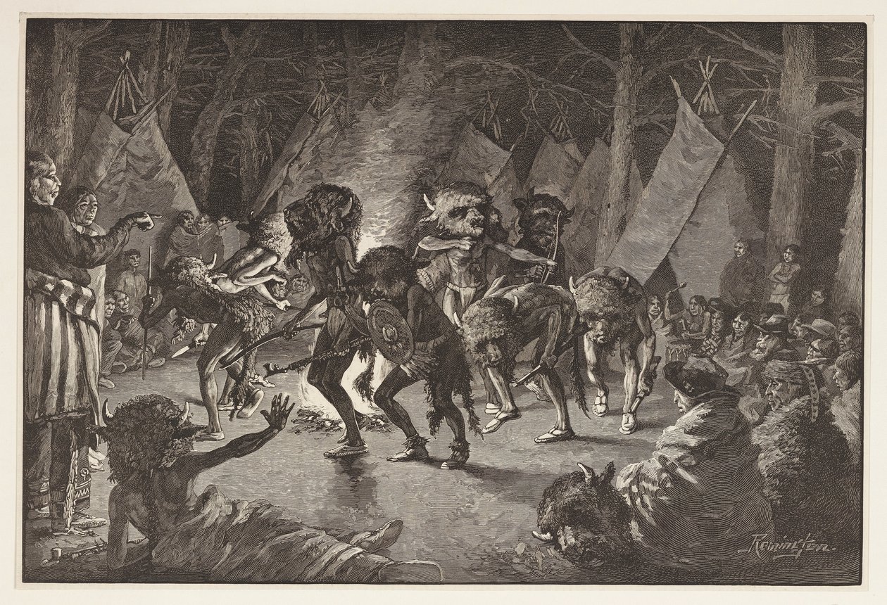 La danza del bufalo, da Harpers Weekly, pub. 1887 da Frederic Remington
